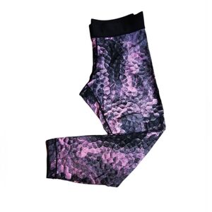 Vibrant Purple and Black Patterned Leggings